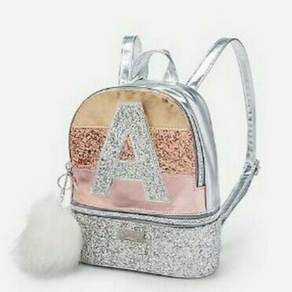 New Justice glitter stripe initial mini backpack R, S, D